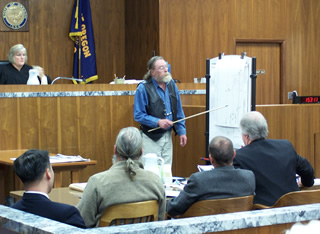Stan Strange testifies during his criminal trial. Strange, Seybold and Pombo were all vindicated. The "bikers" are suing the 3 who made false claims.
