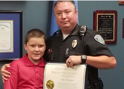 Officer Thompson adopts abused child.